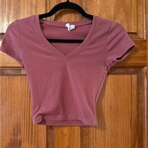 Tilly’s XXS V-Neck Ribbed Mauve Crop Top